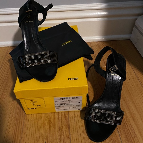 Fendi Shoes - Fendi Swarovski open toe heels